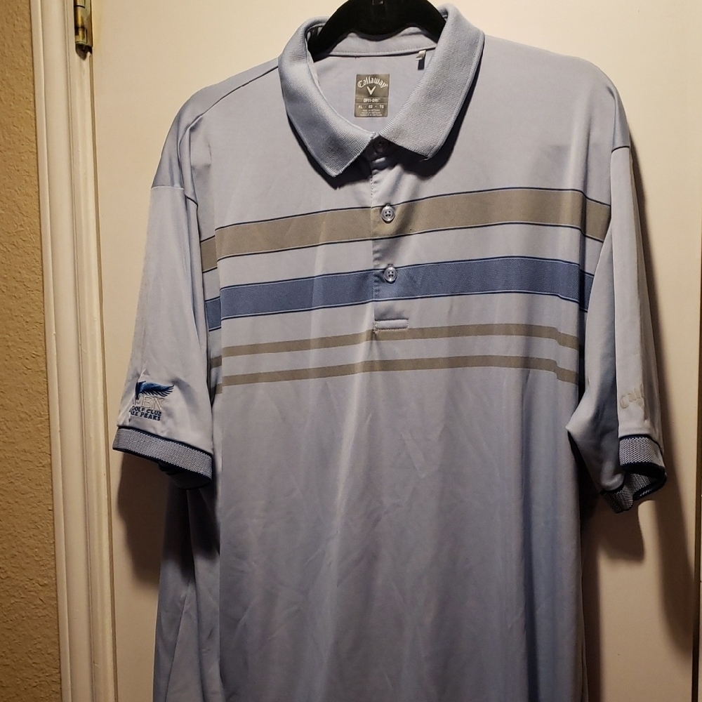 Callaway Men's Light Blue Polo with Stripes
